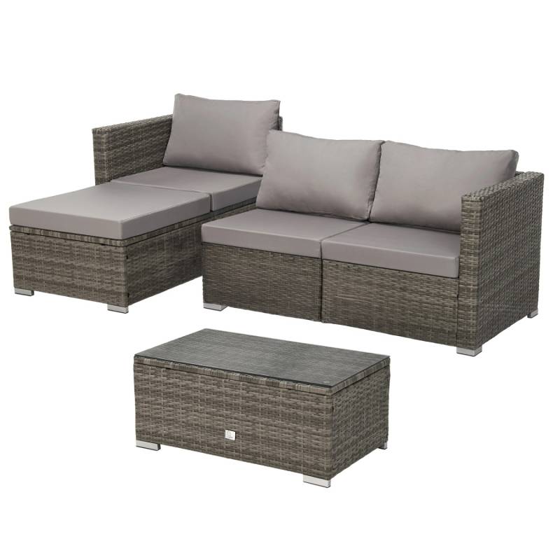 Svita Queens PolyRattan Lounge Sofa Garten Garnitur Lounge Gartenmöbel Rattan Grau von SVITA