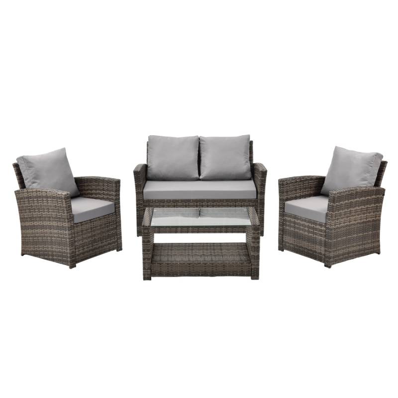 Svita Roma Polyrattan Set Sitzgruppe Lounge Tisch Garnitur Gartenmöbel Braun von SVITA