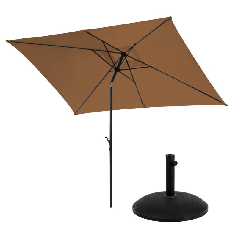 Svita Sonnenschirm Set Mit Schirmständer 3x2m Balkonschirm Rechteckig Taupe von SVITA