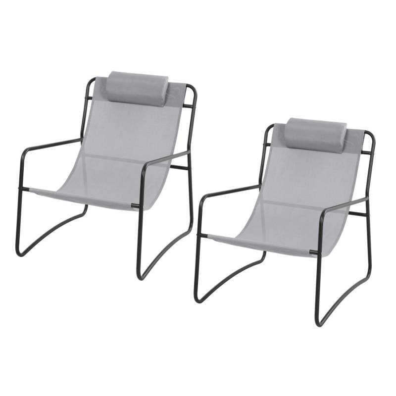 Svita Sveio 2er Set Outdoor Relaxsessel Gartenstuhl Mit Kissen Liegestuhl Hellgrau von SVITA