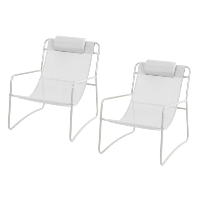 Svita Sveio 2er Set Outdoor Relaxsessel Gartenstuhl Mit Kissen Liegestuhl Weiß von SVITA