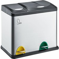 TC2 Combo26 Papierkorb Mülleimer Mülltrennung Edelstahl 8L+18L Silber - Svita von SVITA