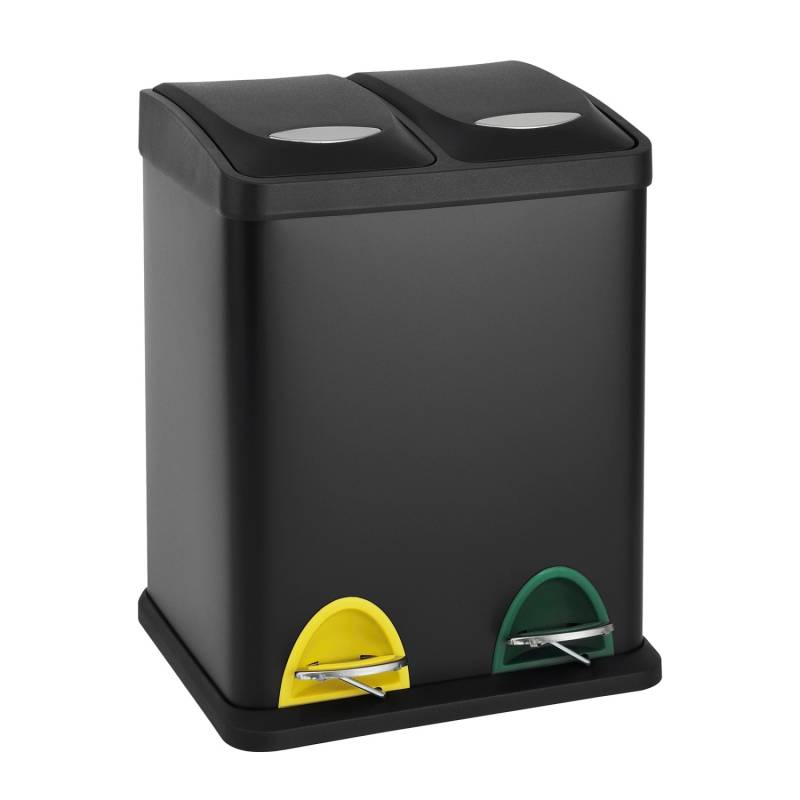 Svita TC2X8 Mülleimer 16 Liter 2x8L Doppelt Kücheneimer Treteimer Schwarz von SVITA