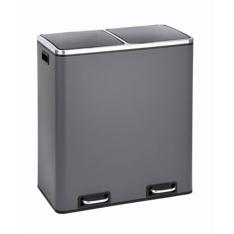 Svita TM2X30 Treteimer 60 Liter Abfalleimer Mülleimer Design Mülltrennung Papierkorb Küchen-Ordnung Trennsystem Grau von SVITA