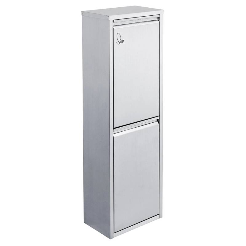 Svita V2X8 Mülleimer Wandbefestigung Mülltrennsystem 2 Fächer 2x8L 16 Liter Edelstahl Silber von SVITA