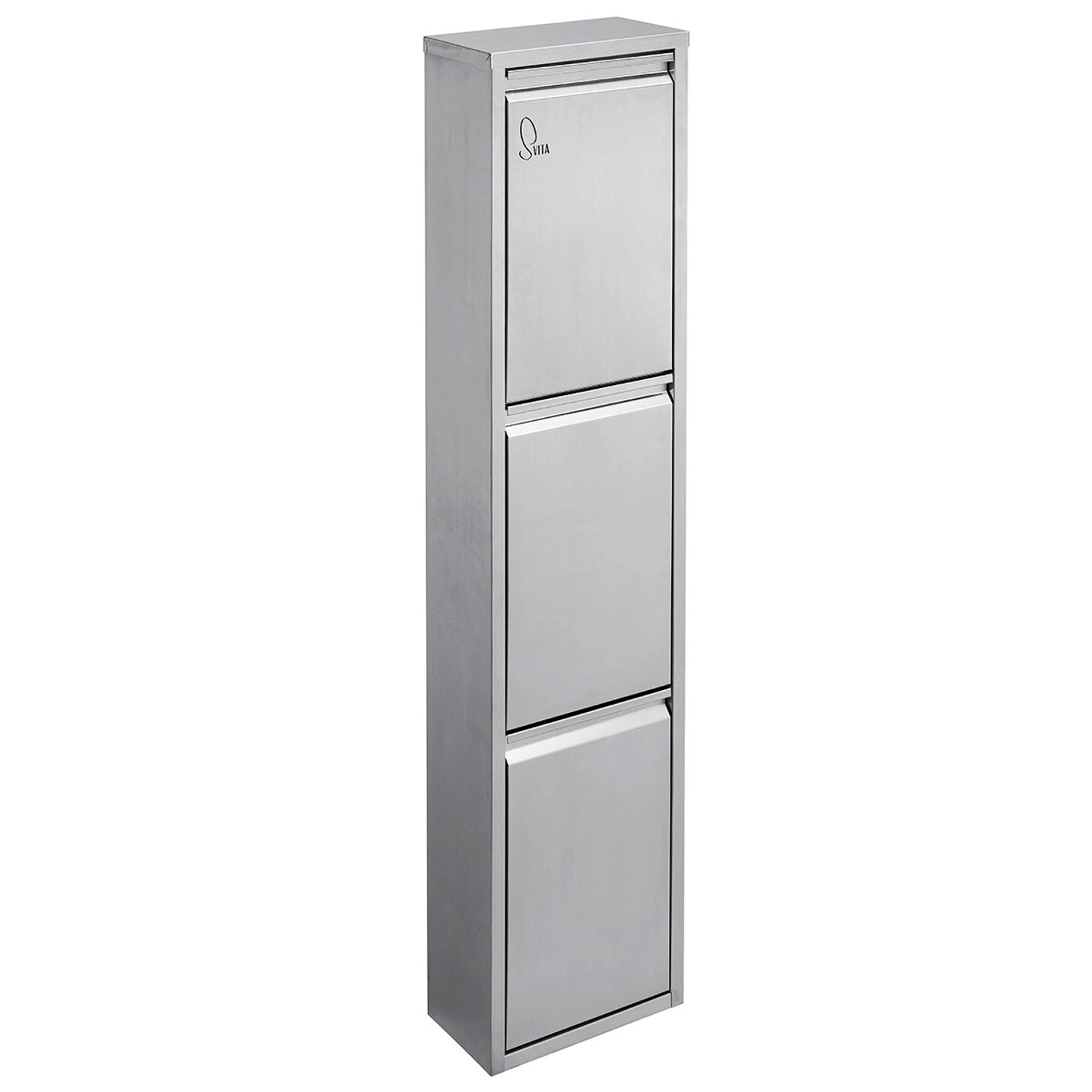 Svita V3X8 Mülleimer Wandbefestigung Mülltrennsystem 3 Fächer 3x8L 24 Liter Edelstahl Silber von SVITA