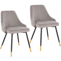 Alice 2er Set Esszimmerstühle Polsterstuhl Stuhl mit Rückenlehne Samt Grau Gold - Svita Alice 2er Set Esszimmerstühle Polsterstuhl Stuhl mit Rückenlehne Samt Grau Gold - Svita von SVITA