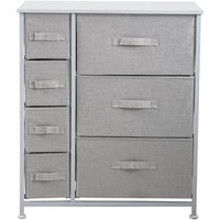 Ari Metall-Regal mit Stoffschubladen Aufbewahrungsschrank Sideboard Weiß/Hellgrau - Svita Ari Metall-Regal mit Stoffschubladen Aufbewahrungsschrank Sideboard Weiß/Hellgrau - Svita von SVITA