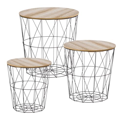 SVJ Home Decorations Couchtisch Mandenset – 39 x 39 x 40 cm – Natur – Braun – 3er-Set von SVJ