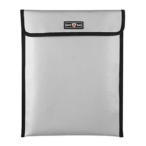 Svkmuuiyg feuerfeste Dokumenttasche, 13,4 * 10,8 Zoll Geldbeutelhalter mit Reißverschluss Schließung für Bargelddokumente Dokumente Schmuckpass Wertsachen (Silber) von SVKMuuiYG