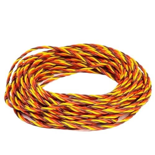 SVKVBNLNGK 1~50 m Servo-Verlängerungskabel, verdrillt, 26/22 AWG, 30/60 Kerne, RC-Flugzeugzubehör, verdrilltes Kabel, Anschlusskabel, Kupferdraht Draht(Brown Red Yellow,8 METERS_26AWG) von SVKVBNLNGK