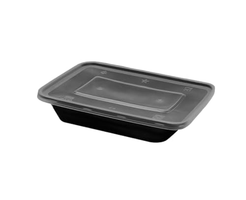 SVKVBNLNGK 10/30 Stück Einweg-Lebensmittelbehälter aus schwarzem Kunststoff for Salate, Sandwiches, Lunchboxen for Deckel, Aufbewahrungsboxen for die Küche zu Hause, Kühlschrank Lunch-Box(480ml,50pcs) von SVKVBNLNGK