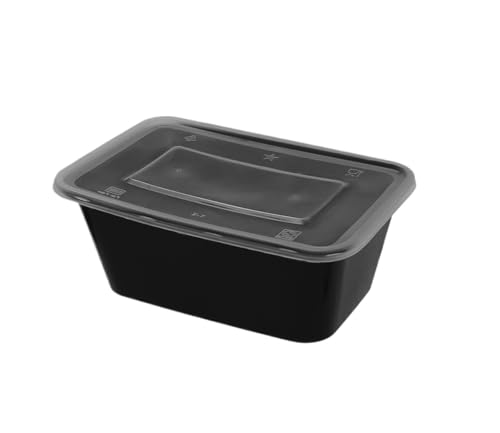 SVKVBNLNGK 10/30 Stück Einweg-Lebensmittelbehälter aus schwarzem Kunststoff for Salate, Sandwiches, Lunchboxen for Deckel, Aufbewahrungsboxen for die Küche zu Hause, Kühlschrank Lunch-Box(870ml,20pcs) von SVKVBNLNGK