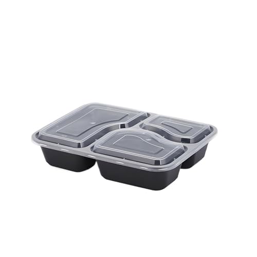 SVKVBNLNGK 10 Sets Einweg-Lebensmittelboxen for Deckel, Aufbewahrungsboxen for Lebensmittel in der Mikrowelle, Aufbewahrungsbehälter for Küchenkühlschränke Lunch-Box(3-Compartment) von SVKVBNLNGK