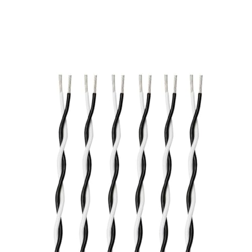 SVKVBNLNGK 2pins PTFE Draht FEP Isolierte 26 24 22 20 18 17 15 13AWG AFS200 DIY Twised Pair Elektronische Signal Kupfer Kabel Draht(Black White,10 METERS_20AWG (0.5MM2)) von SVKVBNLNGK