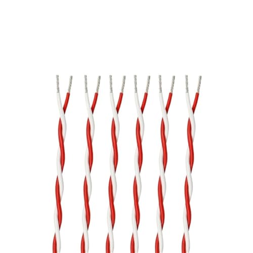 SVKVBNLNGK 2pins PTFE Draht FEP Isolierte 26 24 22 20 18 17 15 13AWG AFS200 DIY Twised Pair Elektronische Signal Kupfer Kabel Draht(Red White,10 METERS_24AWG (0.2MM2)) von SVKVBNLNGK
