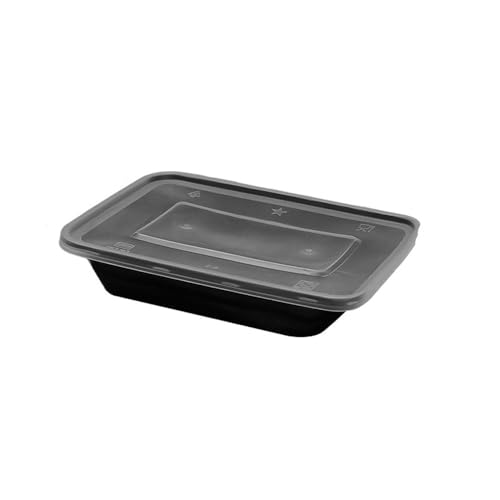 SVKVBNLNGK 480/650/870 ml Einweg-Lebensmittelbehälter, schwarze Aufbewahrungsbox for den Küchenkühlschrank for Deckel, auslaufsichere Lunchbox for Obstsalat-Sandwich Lunch-Box(480ML,10pcs) von SVKVBNLNGK