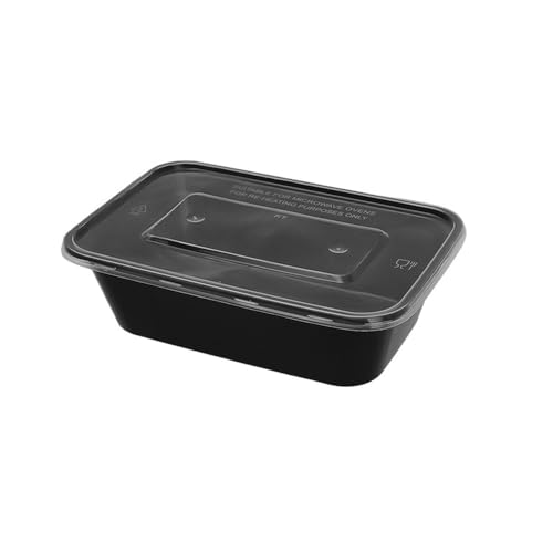 SVKVBNLNGK 480/650/870 ml Einweg-Lebensmittelbehälter, schwarze Aufbewahrungsbox for den Küchenkühlschrank for Deckel, auslaufsichere Lunchbox for Obstsalat-Sandwich Lunch-Box(650ML,20pcs) von SVKVBNLNGK