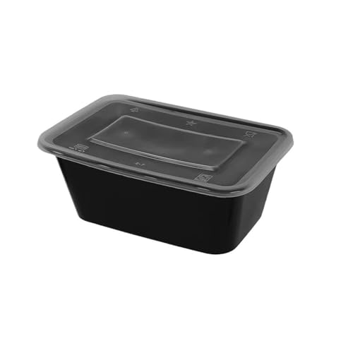 SVKVBNLNGK 480/650/870 ml Einweg-Lebensmittelbehälter, schwarze Aufbewahrungsbox for den Küchenkühlschrank for Deckel, auslaufsichere Lunchbox for Obstsalat-Sandwich Lunch-Box(870ML,10pcs) von SVKVBNLNGK