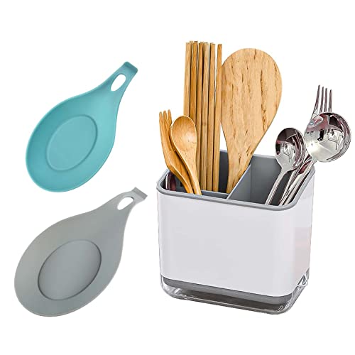 SVOCK Besteckkorb, Besteck Abtropfbehälter, Besteckhalter mit 3 Fächern, Besteckhalter für Spüle und Kochlöffelhalter, Spoon Holder, Utensil Holder Zum Aufbewahren von Messern、Gabeln und Löffeln von SVOCK