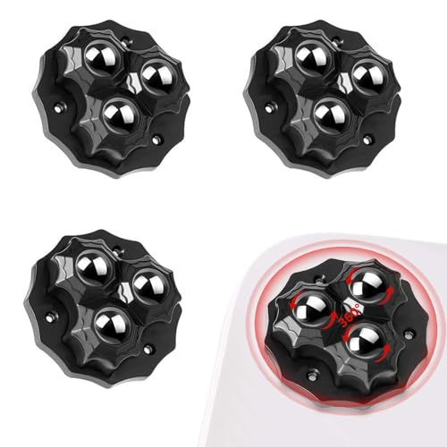 SVOCK Kleine Rollen für Möbel Mini, 4pcs Kleine Möbelrollen mit 3 Bällen, Selbstklebende Möbelrollen Groß Rollen Möbel, Selbstklebende Lenkrollen Schwarz, Mini Caster Wheels Aufbewahrungsbox für Möbel von SVOCK