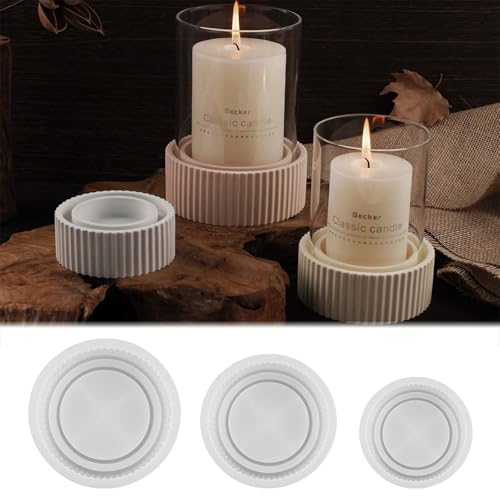 SVOCK Silikonform Kerzenhalter, 3 Stück Silikonformen Gießformen Kerzenhalter, Kerzenständer Gießform Silikonformen Streifen Weihnachten Gießformen von SVOCK