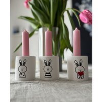 Kerzenständer 3 in 1 - Teelichthalter Stabkerzenhalter Stumpenkerze Osterdeko Frühling von SVPrintDesign