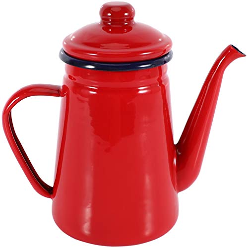 SVRITE 1.1L Emaille Kaffee Hand Tee Wasserkocher Induktion Herd Gasherd Universal Rot von SVRITE