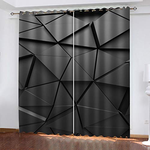 Gardinen Kinderzimmer Blickdichter Vorhang 200X214Cm 2 Stücke 3D Graue Geometrische Kunst Muster Verdunklungsvorhänge Schlafzimmer Wohnzimmer Dekoration Ösenschal Kinder Thermovorhang von SVTUSR