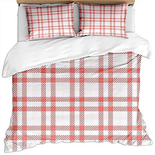 SVTUSR Bettwäsche 220X240 Erwachsene Mikrofaser 3 Teilig - 3D Rot-Weiße, Klassisch Karierte Bettdecke Druck Muster Winter Bettbezug Set, Weiche Flauschige Bettbezüge Mit Reißverschluss Und 2 Kissen SVTUSR Bettwäsche 220X240 Erwachsene Mikrofaser 3 Teilig - 3D Rot-Weiße, Klassisch Karierte Bettdecke Druck Muster Winter Bettbezug Set, Weiche Flauschige Bettbezüge Mit Reißverschluss Und 2 Kissen von SVTUSR