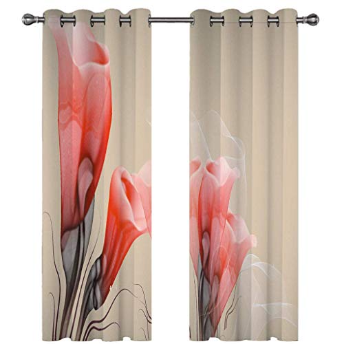 SVTUSR Verdunkelungsvorhänge 3D Abstrakte Rote Blumen Muster Ösen Vorhang 2Er Set 200X214Cm Verdunkelungsvorhang Blickdicht Fenstergardinen Kinderzimmer Schlafzimmer Wohnzimmer Thermovorhang von SVTUSR