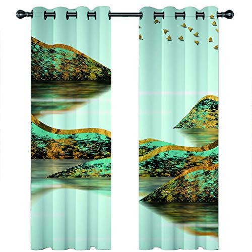 SVTUSR Verdunkelungsvorhänge 3D Abstrakte Seeberge Muster Ösen Vorhang 2Er Set 234X230Cm Verdunkelungsvorhang Blickdicht Fenstergardinen Kinderzimmer Schlafzimmer Wohnzimmer Thermovorhang von SVTUSR