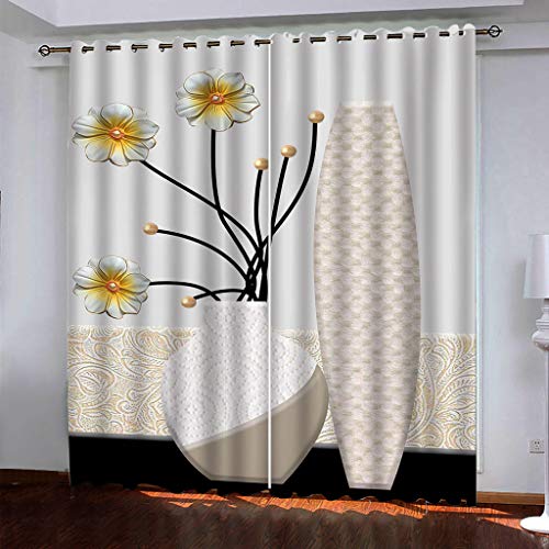 SVTUSR Verdunkelungsvorhänge 3D Vase Pflanzen Blumen Muster Ösen Vorhang 2Er Set 280X260Cm Verdunkelungsvorhang Blickdicht Fenstergardinen Kinderzimmer Schlafzimmer Wohnzimmer Thermovorhang von SVTUSR