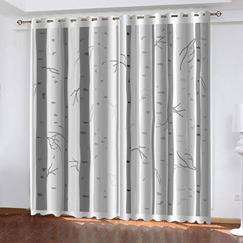 SVTUSR Vorhang Blickdicht 3D Abstrakte Birke Muster Ösenschal 2Er Set 264X214Cm Fenster Gardinen Mit Ösen Verdunkelungsvorhang Wohnzimmer Kinderzimmer Thermovorhang Schallschutz Vorhänge von SVTUSR
