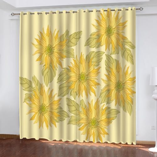SVTUSR Vorhang Blickdicht 3D Gelbe Blume Pflanze Muster Ösenschal 2Er Set 234X230Cm Fenster Gardinen Mit Ösen Verdunkelungsvorhang Wohnzimmer Kinderzimmer Thermovorhang Schallschutz Vorhänge SVTUSR Vorhang Blickdicht 3D Gelbe Blume Pflanze Muster Ösenschal 2Er Set 234X230Cm Fenster Gardinen Mit Ösen Verdunkelungsvorhang Wohnzimmer Kinderzimmer Thermovorhang Schallschutz Vorhänge von SVTUSR