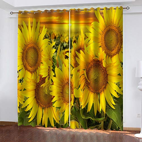 SVTUSR Vorhang Blickdicht 3D Gelbe Sonnenblume Blume Muster Ösenschal 2Er Set 264X214Cm Fenster Gardinen Mit Ösen Verdunkelungsvorhang Wohnzimmer Kinderzimmer Thermovorhang Schallschutz Vorhänge SVTUSR Vorhang Blickdicht 3D Gelbe Sonnenblume Blume Muster Ösenschal 2Er Set 264X214Cm Fenster Gardinen Mit Ösen Verdunkelungsvorhang Wohnzimmer Kinderzimmer Thermovorhang Schallschutz Vorhänge von SVTUSR