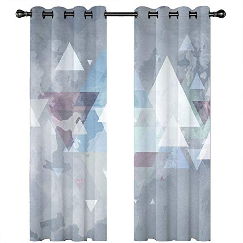 Verdunkelungsvorhänge 3D Abstraktes Geometrisches Muster Muster Ösen Vorhang 2Er Set 200X214Cm Verdunkelungsvorhang Blickdicht Fenstergardinen Kinderzimmer Schlafzimmer Wohnzimmer Thermovorhang von SVTUSR