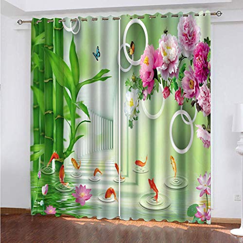 Verdunkelungsvorhang Kinderzimmer Junge Mädchen Blickdichter Ösenvorhang 3D Blumen, Schmetterlinge, Grüne Bambusblätter Muster Ösenschal 2Er Set 234X230Cm Vorhänge Schlafzimmer Thermo Gardinen Fens Verdunkelungsvorhang Kinderzimmer Junge Mädchen Blickdichter Ösenvorhang 3D Blumen, Schmetterlinge, Grüne Bambusblätter Muster Ösenschal 2Er Set 234X230Cm Vorhänge Schlafzimmer Thermo Gardinen Fens von SVTUSR