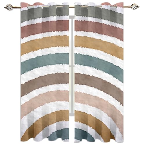 Verdunkelungsvorhang Kinderzimmer Junge Mädchen Blickdichter Ösenvorhang 3D Regenbogen Bunte Weiße Strichzeichnungen Muster Ösenschal 2Er Set 140X160Cm Vorhänge Schlafzimmer Thermo Gardinen Fenster von SVTUSR
