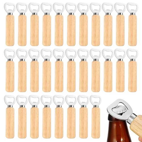 30 Stück Flaschenöffner Holz, Bieröffner, Flaschenöffner mit Holzgriff Holz, Geschenk für Männer und Bierliebhaber von SVUPUE