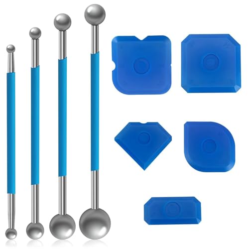 9 Stück Werkzeug Schaber Kit, Silikonentferner, Silikon Abzieher, Professionelles Silikon-Werkzeugschaber-Kit, für Badezimmer Küche Raum DIY Tool von SVUPUE