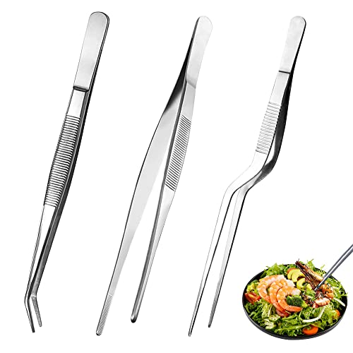 Küchenpinzette, 3 Stück Kochpinzette Edelstahl Set, Pinzette Edelstahl, Profi Fleischpinzette als Küchenhelfer, für Dekorieren von Speisen, Kochen, Backen usw, 16cm Küchenpinzette, 3 Stück Kochpinzette Edelstahl Set, Pinzette Edelstahl, Profi Fleischpinzette als Küchenhelfer, für Dekorieren von Speisen, Kochen, Backen usw, 16cm von SVUPUE