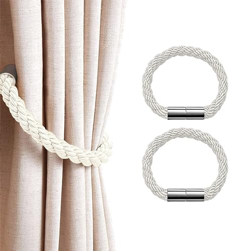 Magnetische Vorhang Raffhalter, 2 Stück Vorhanghalter Magnetisch, Weiß Raffhalter für Vorhänge mit Magnet, Geflochtene Schnur Vorhang Dekorationen, Vorhang Halter, für Haus, Hotel Vorhänge Magnetische Vorhang Raffhalter, 2 Stück Vorhanghalter Magnetisch, Weiß Raffhalter für Vorhänge mit Magnet, Geflochtene Schnur Vorhang Dekorationen, Vorhang Halter, für Haus, Hotel Vorhänge von SVUPUE