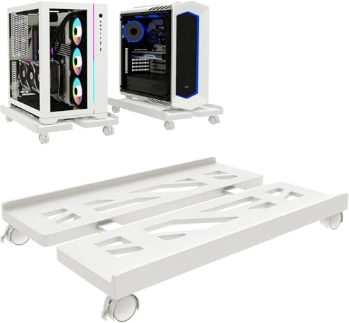 Universal CPU Ständer mit 4 Rollen,PC Ständer für PC-Tower, Mobiler CPU Ständer, Computer Desktop Ständer, Schreibtisch für Gamer, Studenten, Zuhause, Büro(Weiß) von SVUPUE