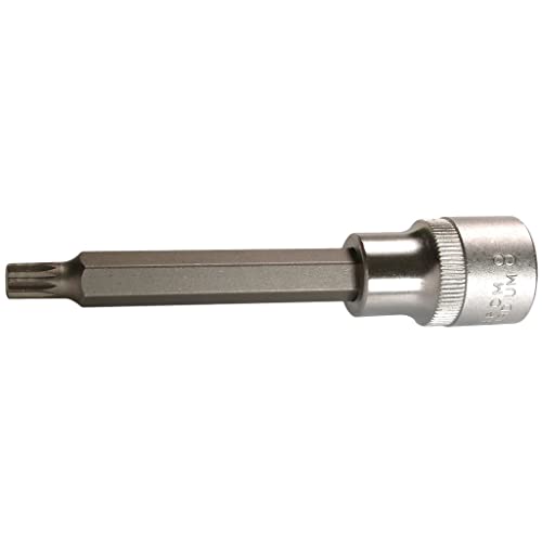 SW-Stahl 05201L Schraubendreheinsatz 1/2" Innenvielzahn M6 x 100 mm I langer Schrauberbit für metrische ISO-Gewinde I Innenvielzahn Stecknuss Schlüssel M6 I Schraubendreher-Einsatz von SW-Stahl