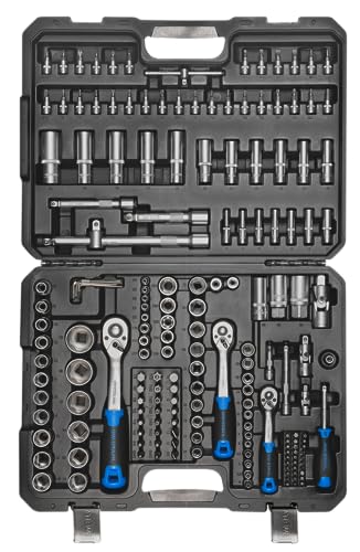 SW-Stahl 07784L Steckschlüsselsatz, 1/4", 3/8", 1/2" Zoll, 184-teilig I Ratschenkasten I Knarrenkasten I Nusskasten von SW-Stahl
