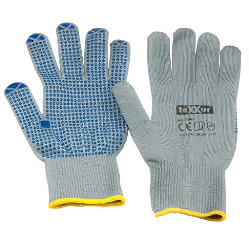 SW-Stahl 11512L Mehrzweckhandschuhe Größe 10 / XL I EN 388 Arbeitshandschuhe Nylon I graue Handschuhe mit Noppen PVC I Nylon Handschuhe für Arbeit I Werkstatt Handschuhe Kfz I Montagehandschuhe Gr 10 von SW-Stahl