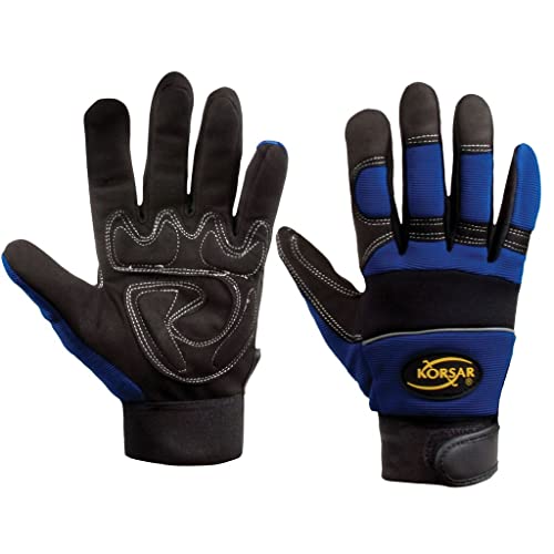 SW-Stahl 11552L Mechanikerhandschuhe Größe 10 I Antivibrationshandschuhe I Spandex Handschuhe schwarz/blau I Montage Handschuhe waschbar I Arbeitshandschuhe Gr 10 I gepolsterte Handschuhe für Arbeit von SW-Stahl