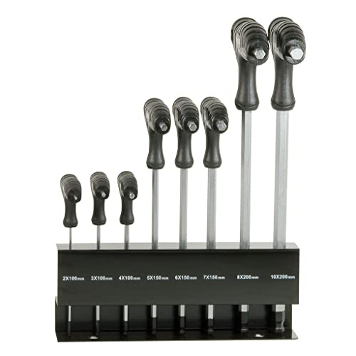 SW-Stahl 31650L T-Griff Winkelschraubendreher Satz I mit InnensechskantprofiI und Kugelkopf I 2-10 mm I Schraubendreher Werkzeug Set 8-teilig von SW-Stahl