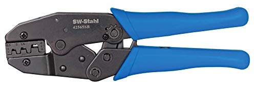 SW-Stahl 42565SB Kabelschuhklemmzange, für unisolierte Verbinder I Crimpzange 0,5–6 mm² I Crimpzange mit Hebelübersetzung & Zwangssperre I Presszange für KFZ, Kupferkabel & Flachstecker von SW-Stahl